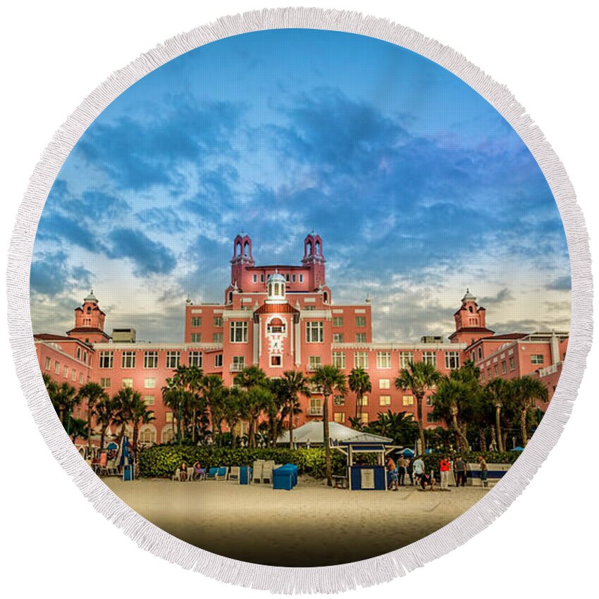 Florida Round Beach Towel featuring the photograph The Don Cesar by Marvin Spates