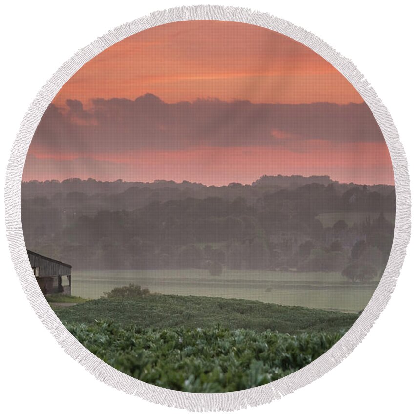 English Round Beach Towel featuring the photograph The English Landscape 2 by Perry Rodriguez