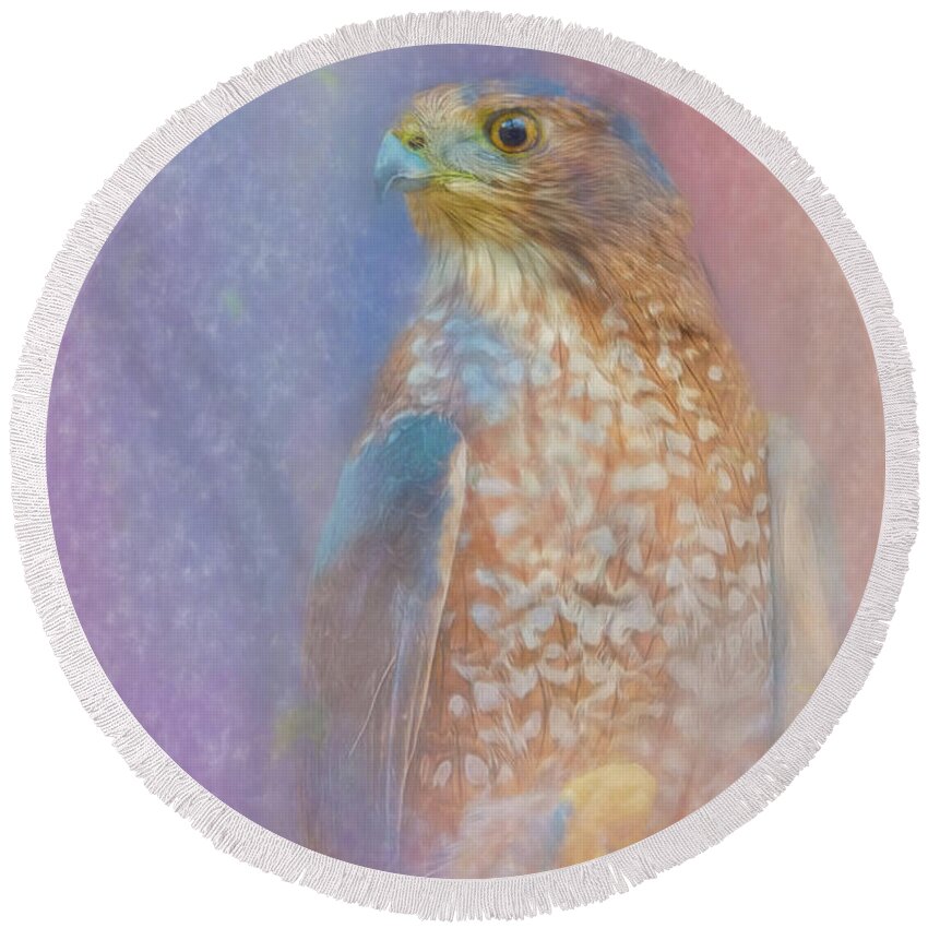 Bird Round Beach Towel featuring the photograph The Eye Has it by Ches Black