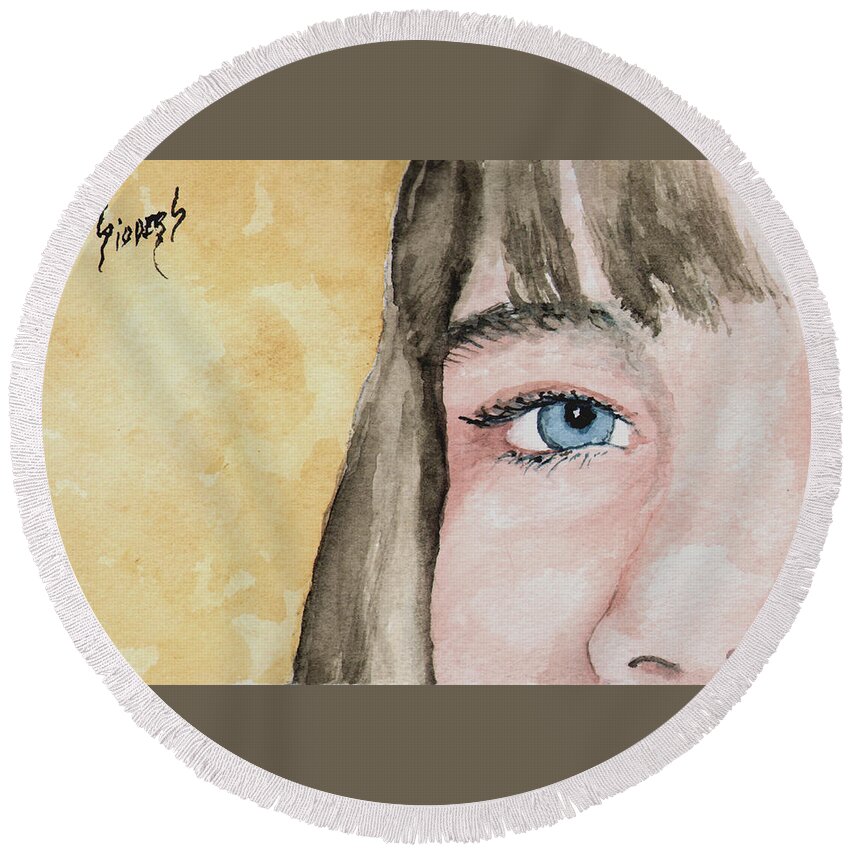 Eye Round Beach Towel featuring the painting The Eyes Have It - Bryanna by Sam Sidders