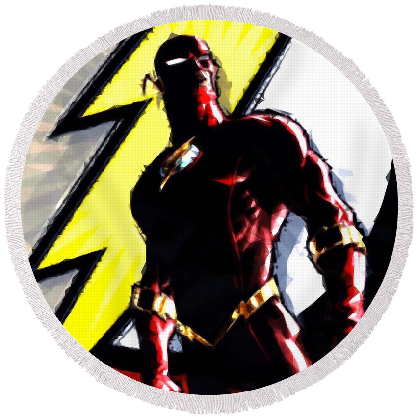 Flash Round Beach Towel featuring the digital art The Flash by HELGE Art Gallery
