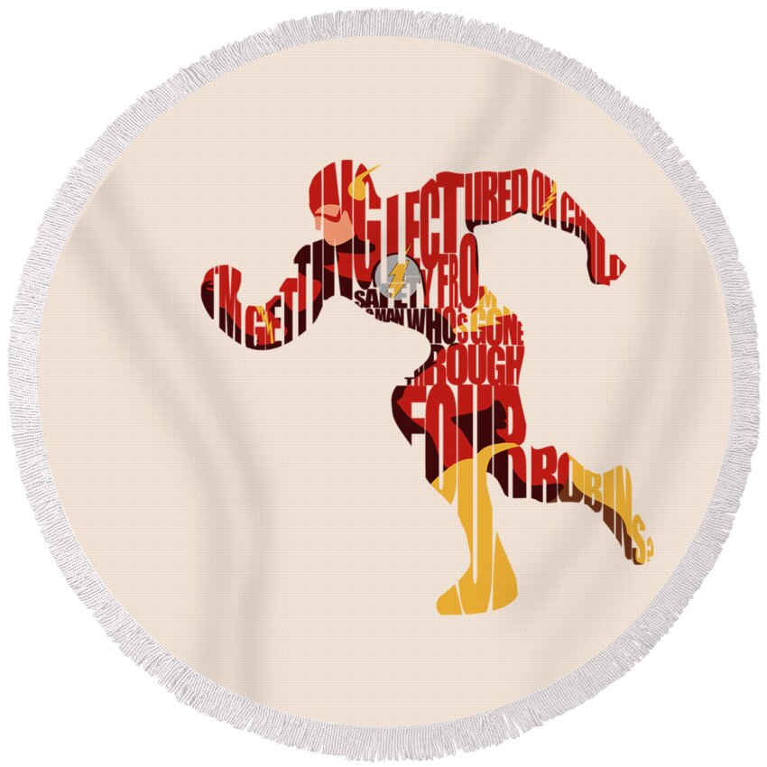 Flash Round Beach Towel featuring the digital art The Flash by Inspirowl Design