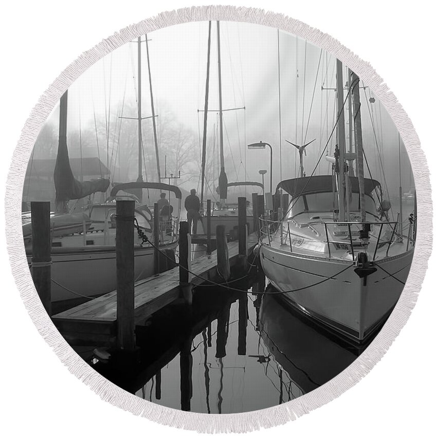 2d Round Beach Towel featuring the photograph The Fog Is Lifting by Brian Wallace