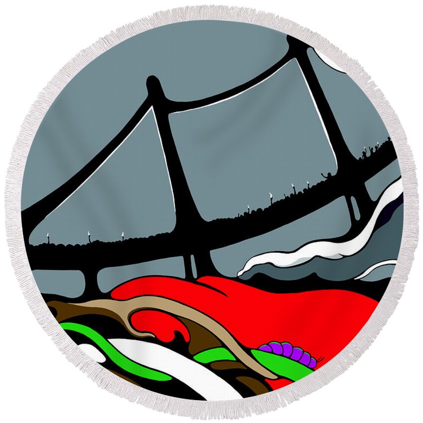 Climate Change Round Beach Towel featuring the digital art The Gap by Craig Tilley
