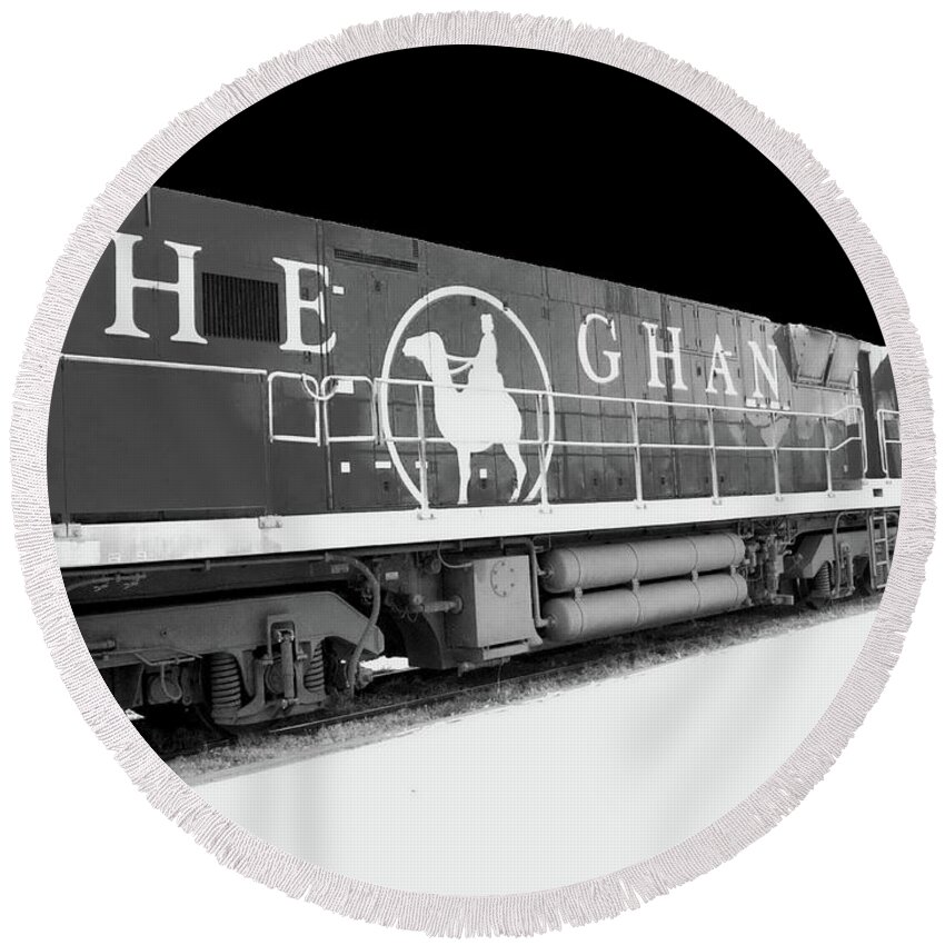 Digital Black And White Photo Round Beach Towel featuring the photograph The Ghan BW by Tim Richards
