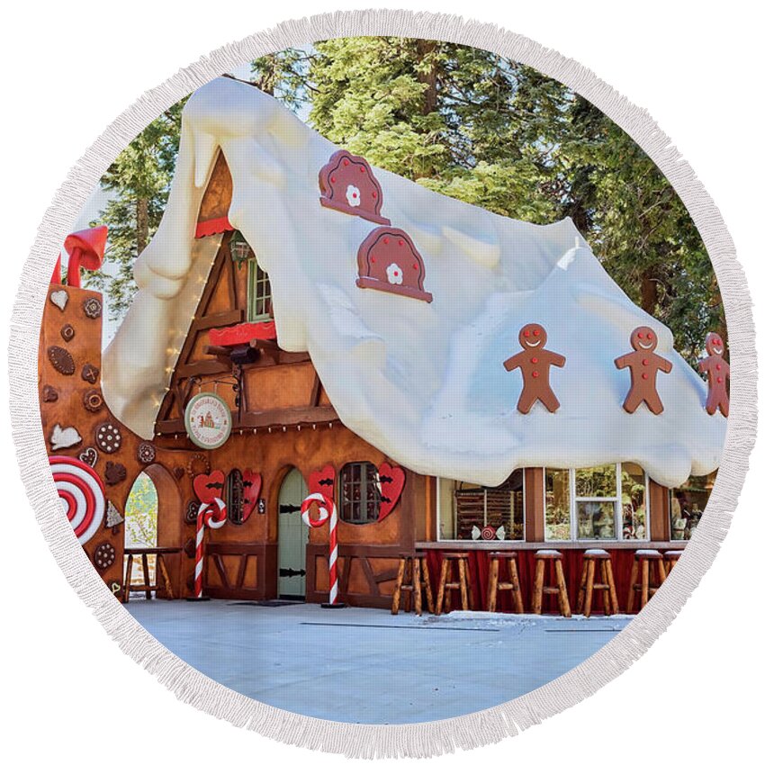 Gingerbread Round Beach Towel featuring the photograph The Gingerbread House by Eddie Yerkish