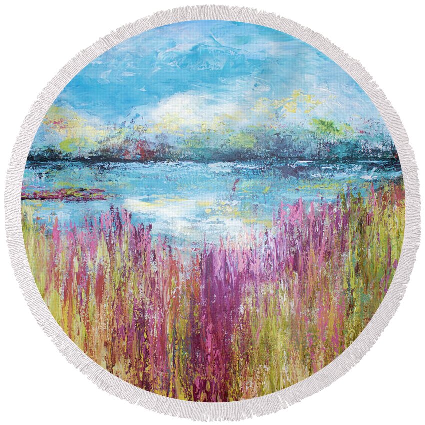 Beach Round Beach Towel featuring the painting The Glade by Katrina Nixon