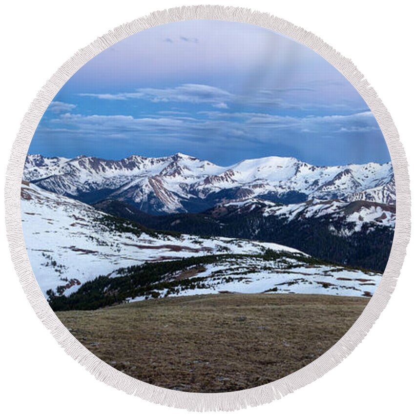 Gore Range Round Beach Towel featuring the photograph The Gore Range at Sunrise - Rocky Mountain National Park by Ronda Kimbrow
