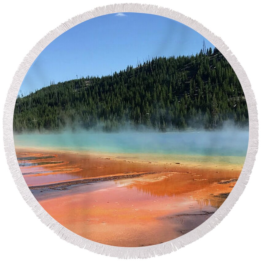 Hot Spring Round Beach Towel featuring the photograph The Grand Prismatic by Ben Foster