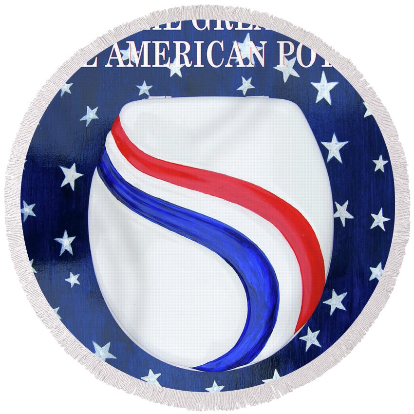 Toilet Seat Round Beach Towel featuring the mixed media The Great All American Potty by Leonardo Ruggieri