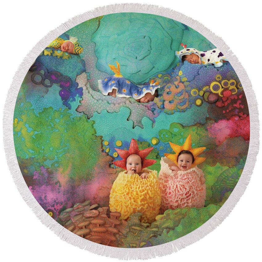 Under The Sea Round Beach Towel featuring the photograph The Great Barrier Reef by Anne Geddes