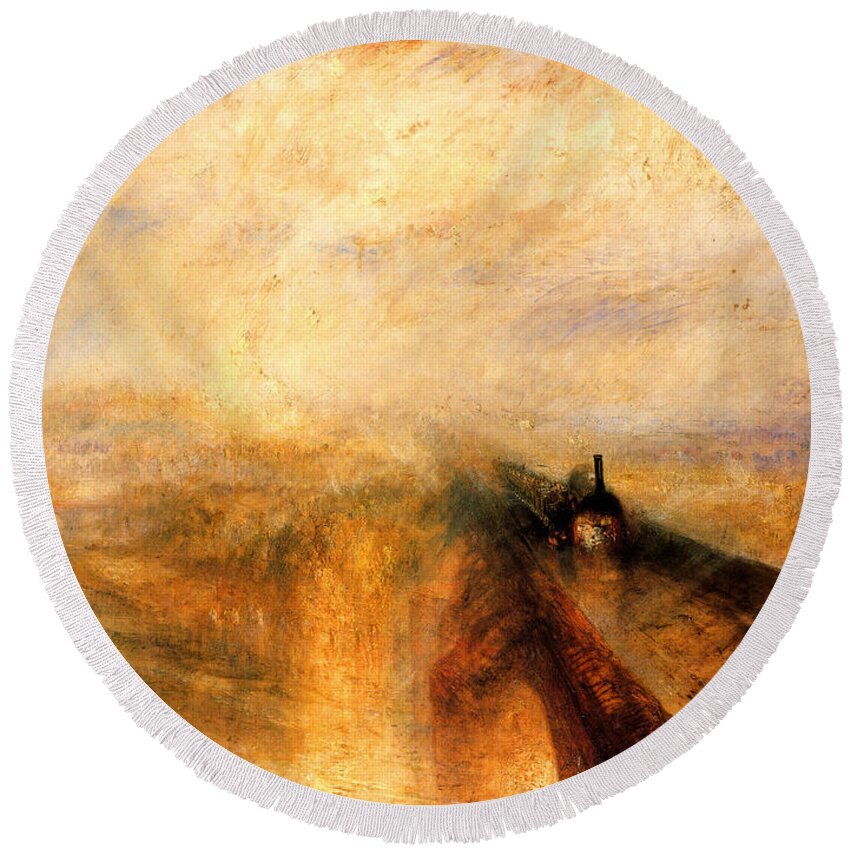 William Turner Round Beach Towel featuring the painting The Great Western Railway by William Turner