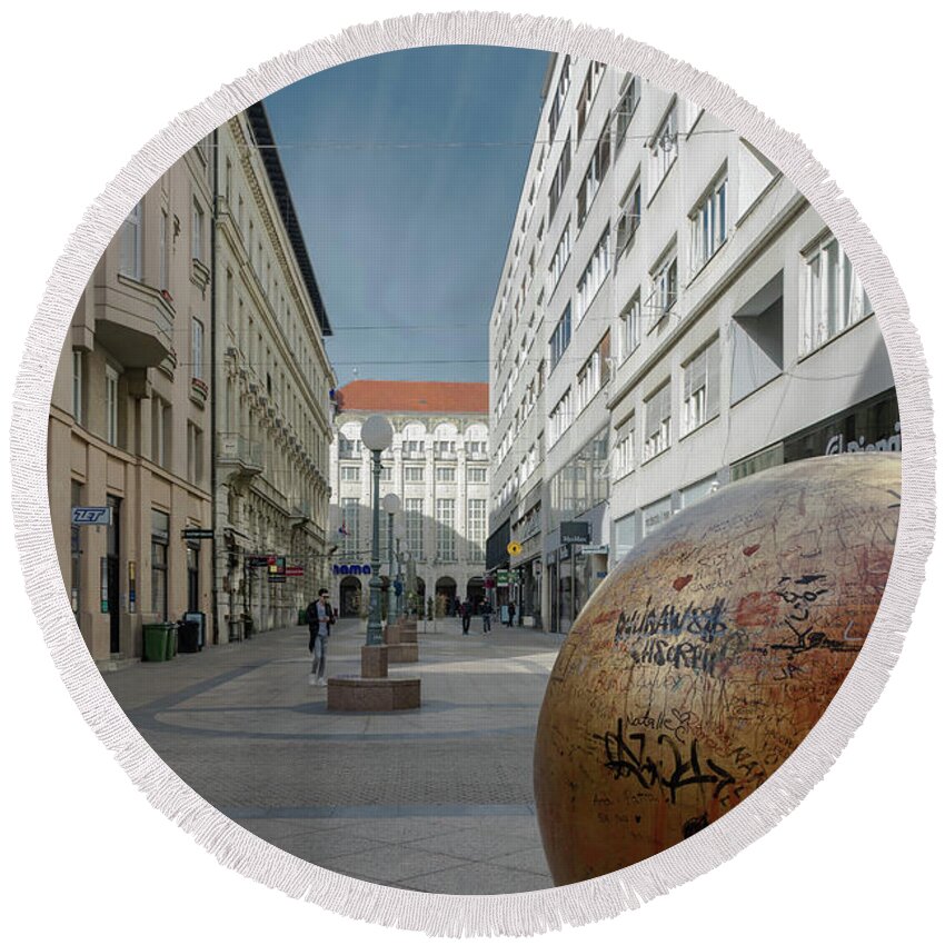 Zagreb Round Beach Towel featuring the photograph The Grounded Sun Zagreb by Steven Richman