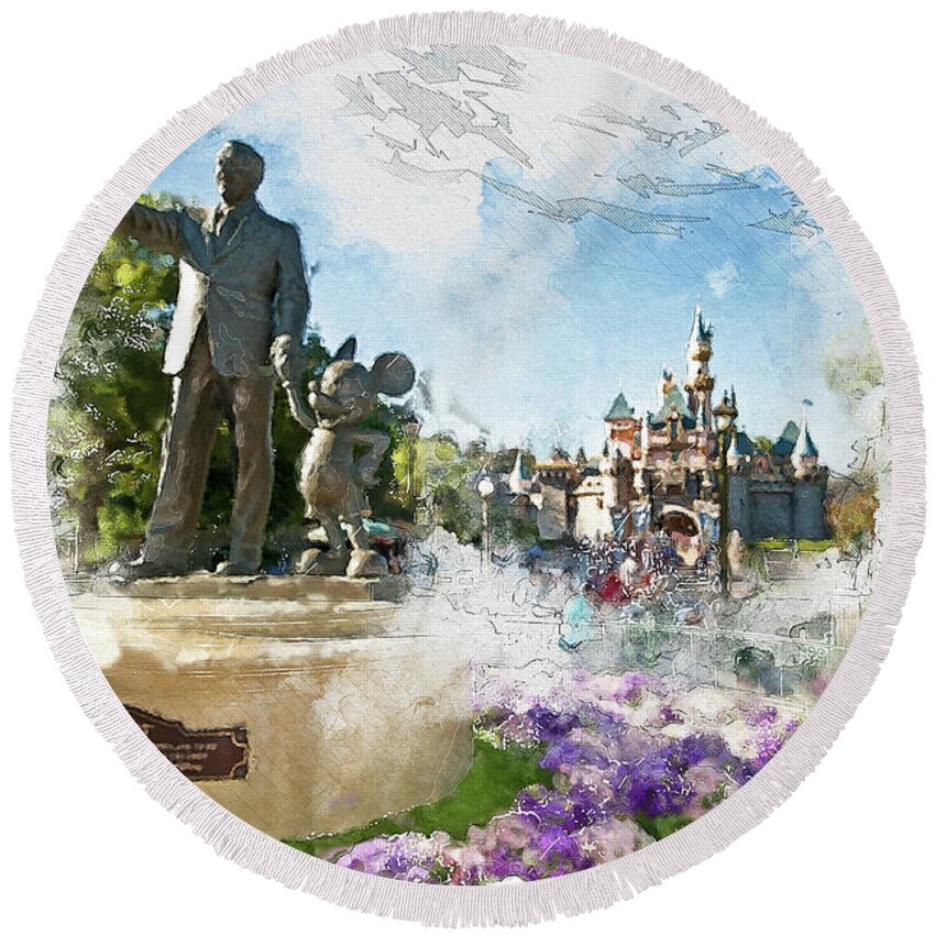 Disneyland Round Beach Towel featuring the digital art The Hub Mixed Media by Matthew Nelson