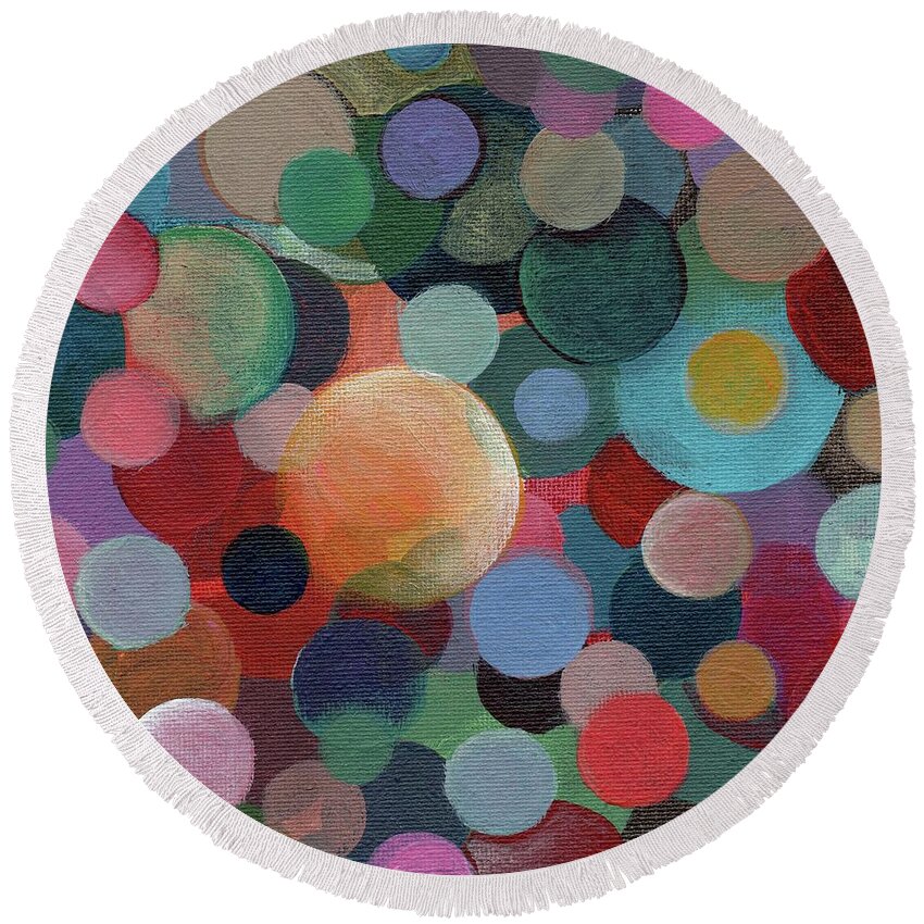 Circles Round Beach Towel featuring the painting The Joy of Design X L by Helena Tiainen