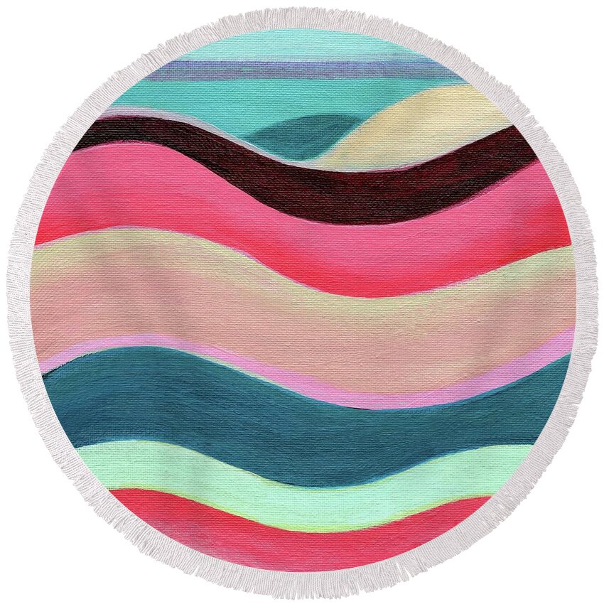 The Joy Of Design Round Beach Towel featuring the painting The Joy of Design X L V by Helena Tiainen