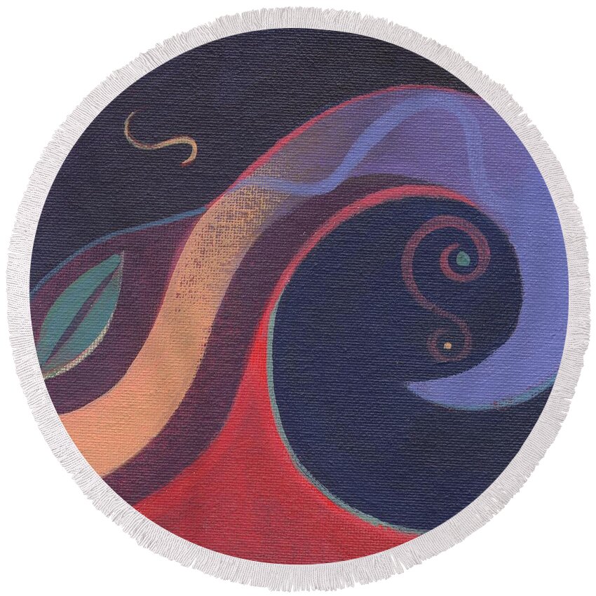 Abstract Round Beach Towel featuring the painting The Joy of Design X X V I V by Helena Tiainen