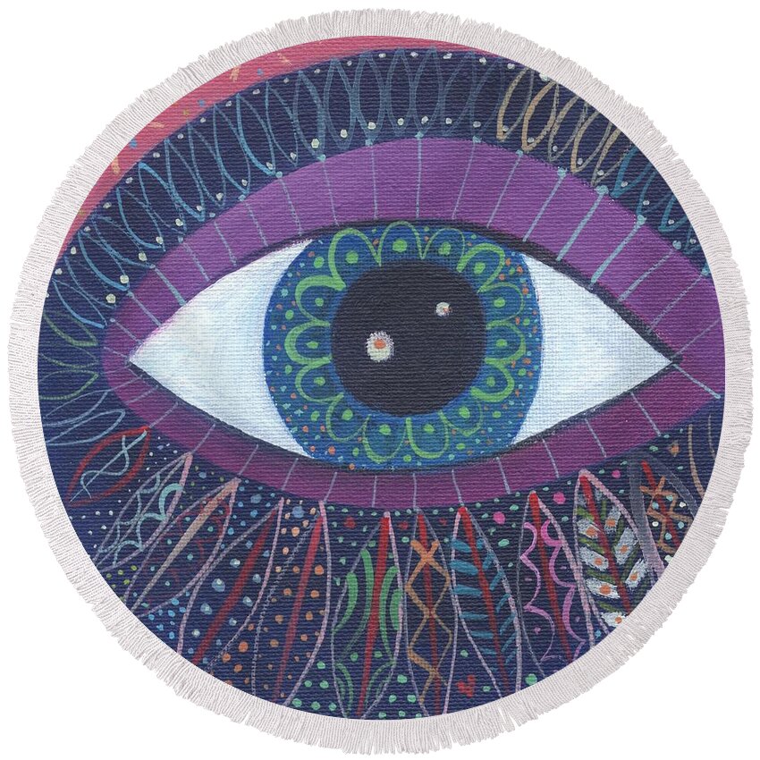 Eye Round Beach Towel featuring the painting The Joy of Design X X X V I I I by Helena Tiainen