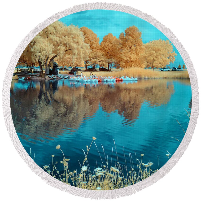 Infrared Round Beach Towel featuring the photograph The Lagoon - 2 by John Roach