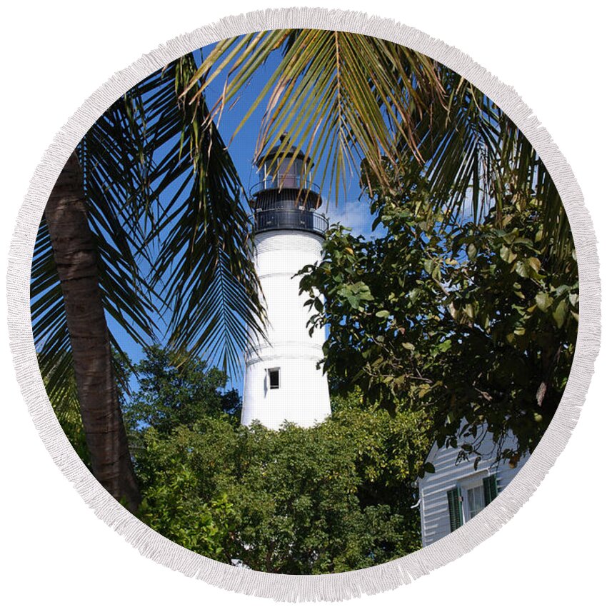 Photography Round Beach Towel featuring the photograph The Lighthouse in Key West II by Susanne Van Hulst