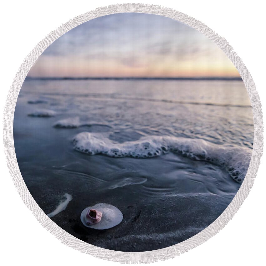 California Round Beach Towel featuring the photograph The Lone Sand Dollar by Margaret Pitcher