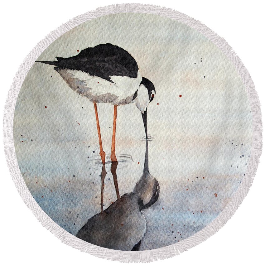 Loner Round Beach Towel featuring the painting The Loner No.2 by Rebecca Davis