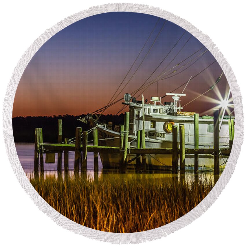 Folly Beach Round Beach Towel featuring the photograph The Low Country Way - Folly Beach SC by Donnie Whitaker