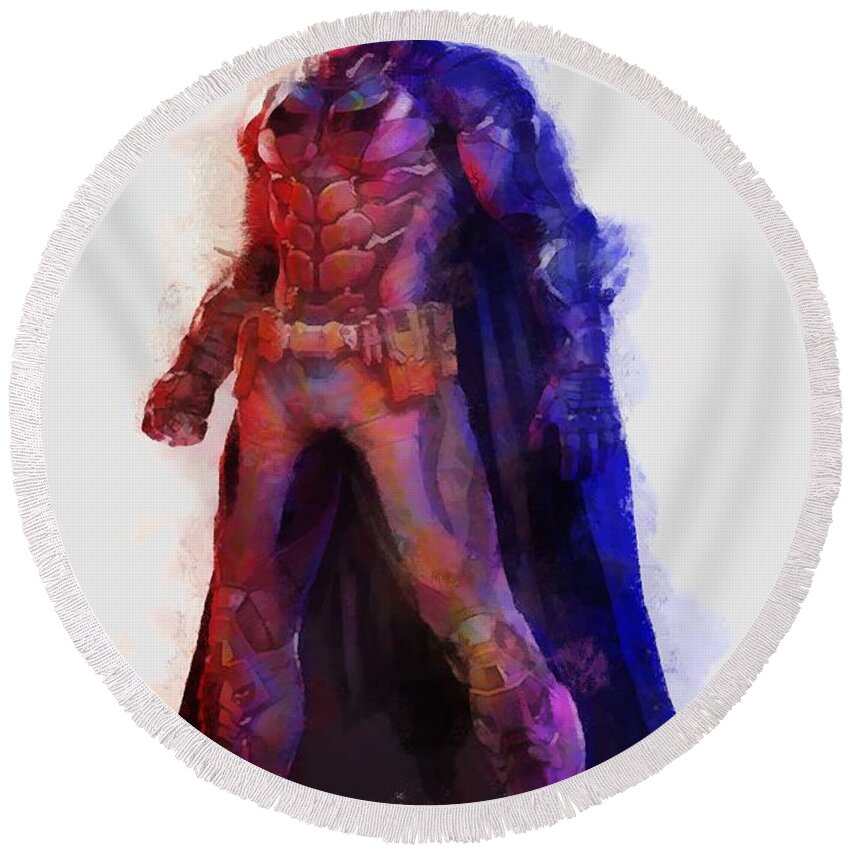 Man With A Cape Round Beach Towel featuring the digital art The Man with a Cape by Caito Junqueira