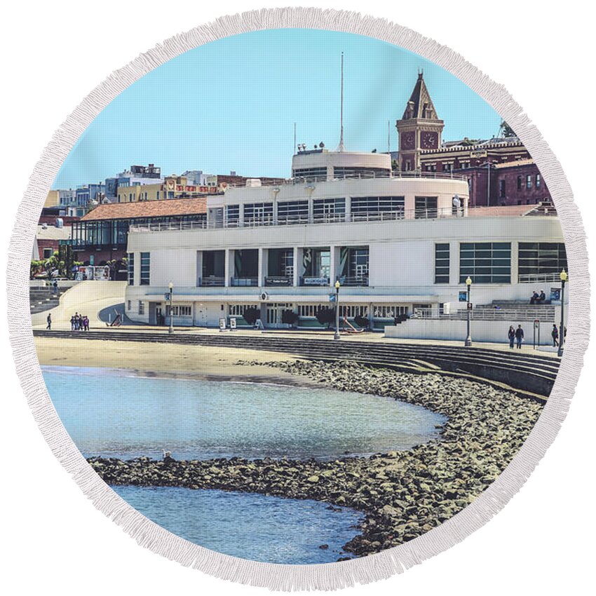 Ocean Round Beach Towel featuring the photograph The maritime museum in San Francisco by Claudia M Photography