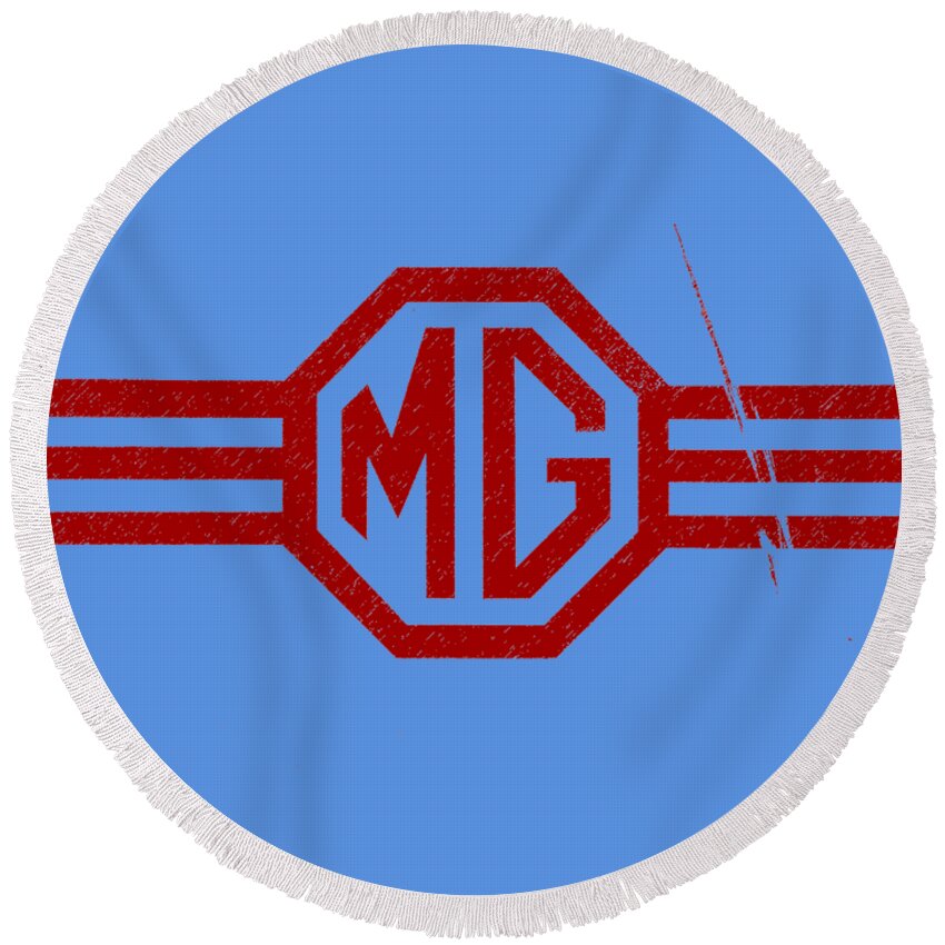 Mg Round Beach Towel featuring the photograph The MG Sign by Mark Rogan