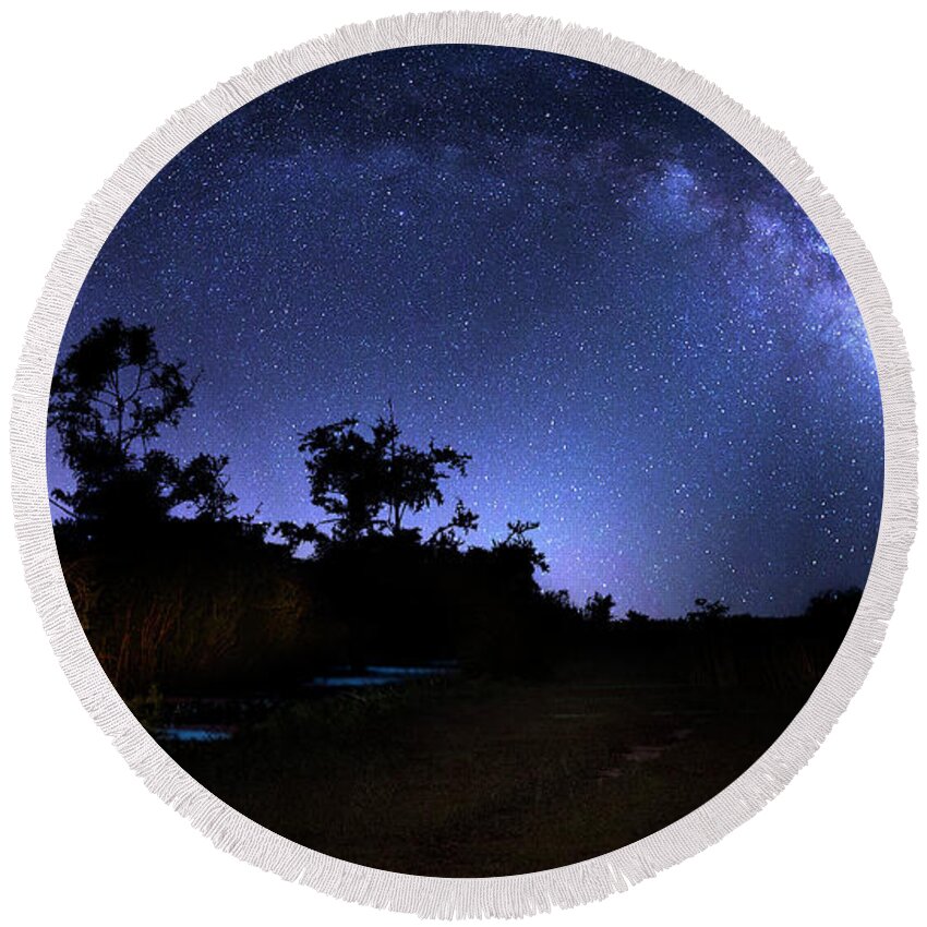 Milky Way Round Beach Towel featuring the photograph The Milky Way Trail by Mark Andrew Thomas