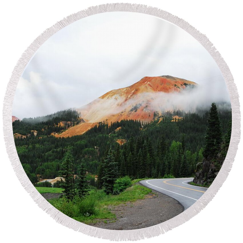 Roads Round Beach Towel featuring the photograph The Million Dollar Highway To Ouray by Brad Hodges