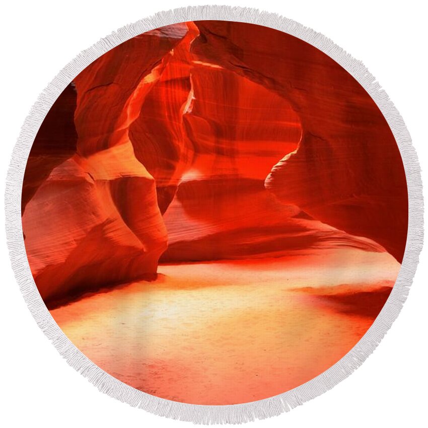 Upper Antelope Round Beach Towel featuring the photograph The Neon Room by Adam Jewell