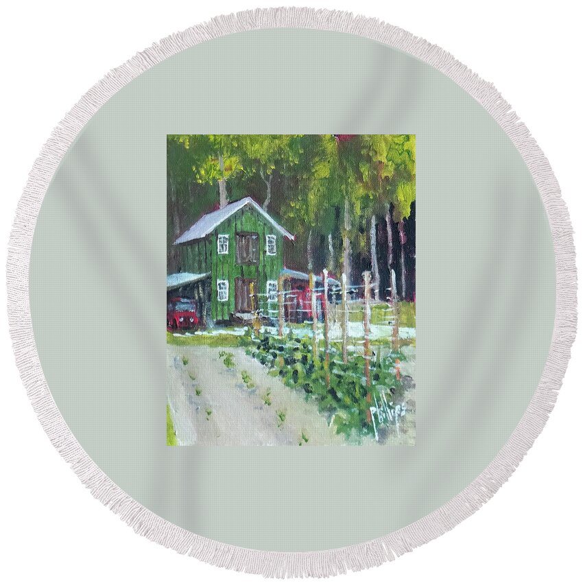  Round Beach Towel featuring the painting The New Garden by James H Phillips
