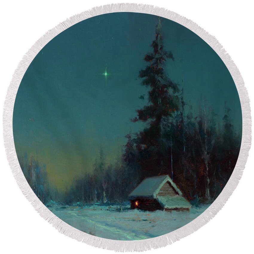 The North Star Round Beach Towel featuring the painting The North Star by Sydney Mortimer Laurence