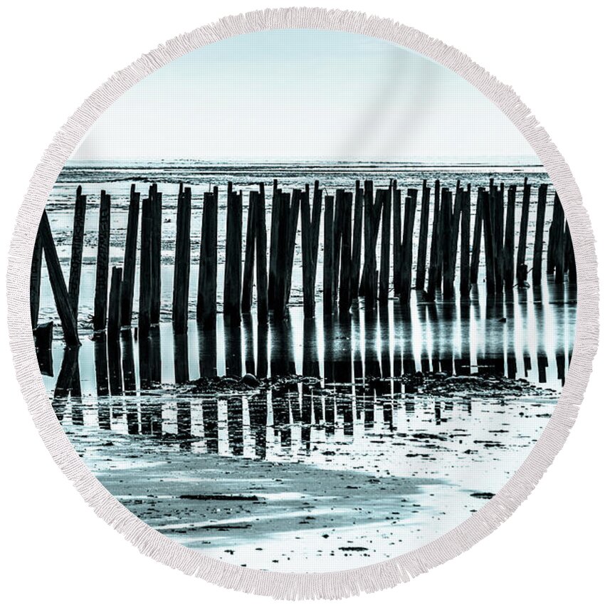 Docks Round Beach Towel featuring the photograph The old docks by Bryan Carter