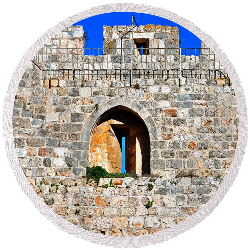 Wall Round Beach Towel featuring the photograph The Old Wall by Lydia Holly