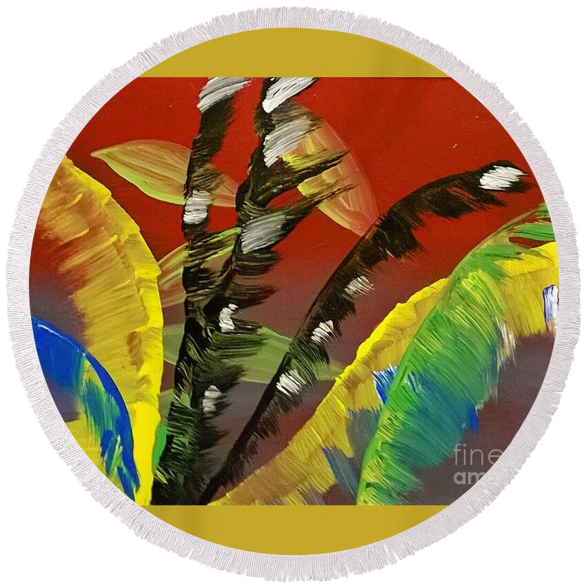 Palms Plants Beach Florida Round Beach Towel featuring the painting The palms of Navarre by James and Donna Daugherty