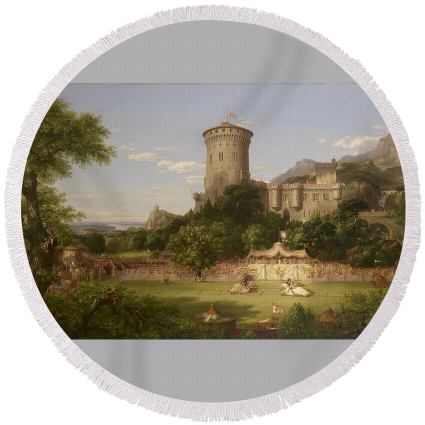 Thomas Cole Round Beach Towel featuring the painting The Past 2 by Thomas Cole