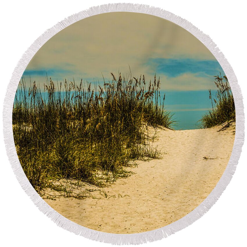 Beach Round Beach Towel featuring the photograph The Path is Clear by Metaphor Photo