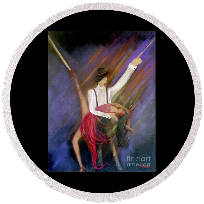 Dance Round Beach Towel featuring the painting The Power Of Dance by Artist Linda Marie