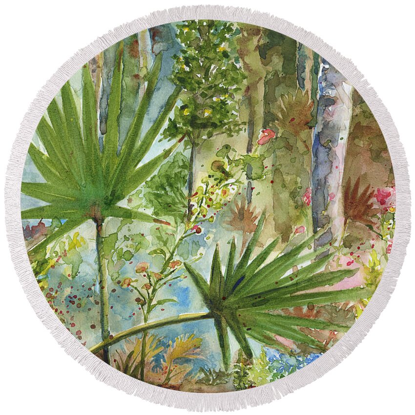 Foliage Round Beach Towel featuring the painting The Preserve by Arthur Fix