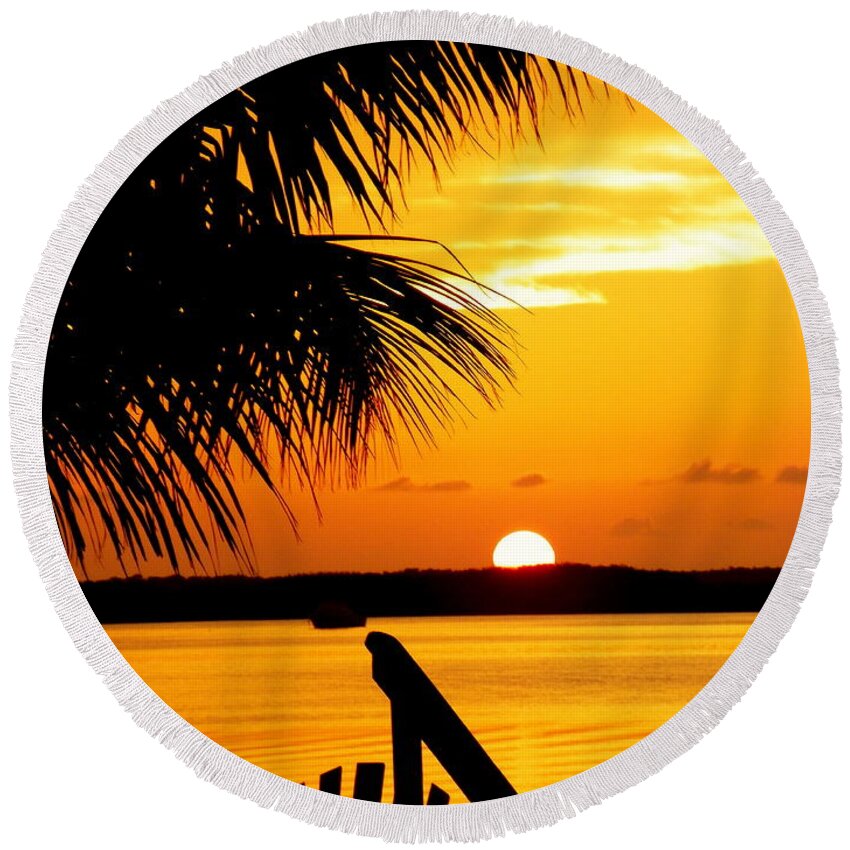 Sunsets Round Beach Towel featuring the photograph The Promise by Karen Wiles