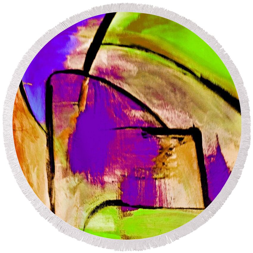 Abstract Round Beach Towel featuring the digital art The Redefining Painting Abstract by Lisa Kaiser