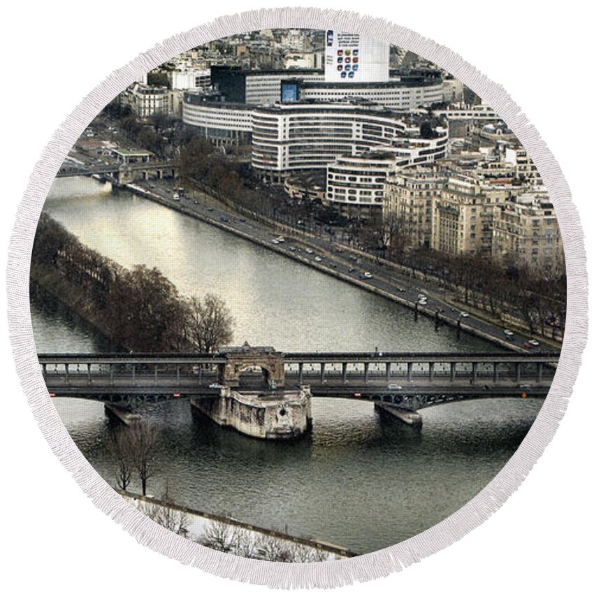 Seine Round Beach Towel featuring the photograph The River Seine - Paris by Daliana Pacuraru