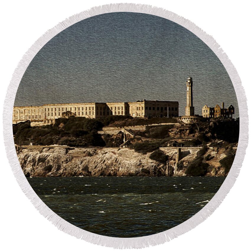 Bonnie Follett Round Beach Towel featuring the photograph The Rock Alcatraz 1 by Bonnie Follett
