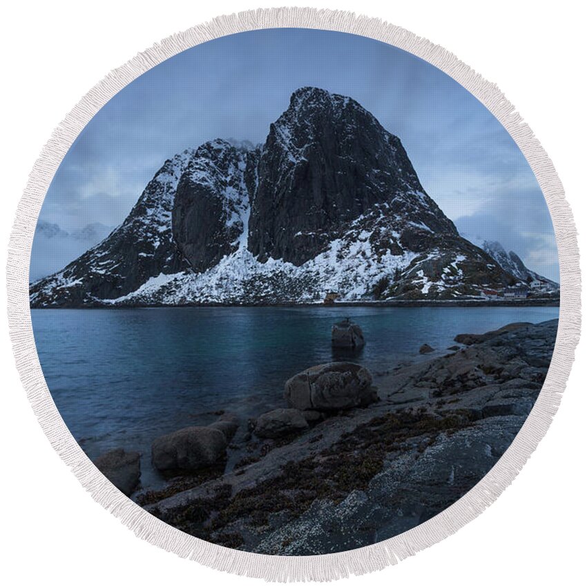 Lofoten Round Beach Towel featuring the photograph The Sentinel by Arti Panchal