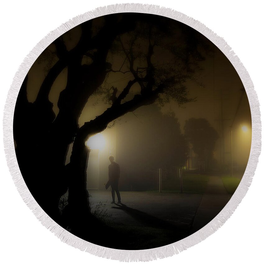 Silhouette Round Beach Towel featuring the photograph Silhouette - The Shadow by Kip Krause