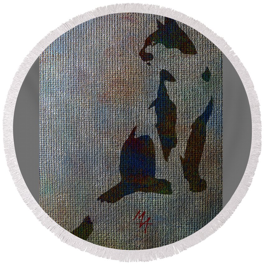 Cat Round Beach Towel featuring the digital art The Spotted Cat by Attila Meszlenyi
