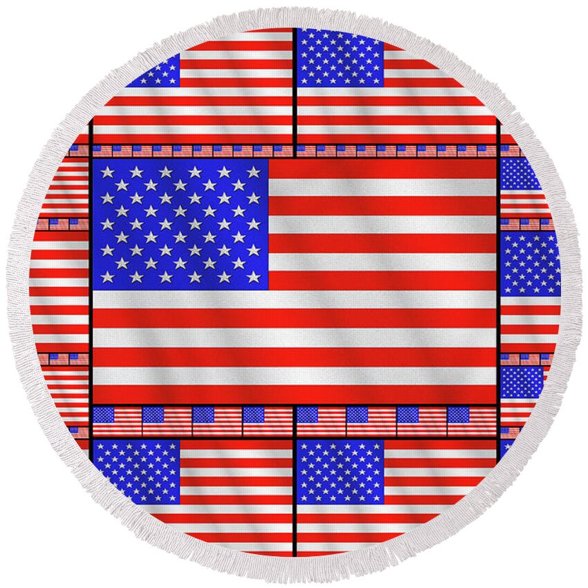 America Round Beach Towel featuring the digital art The Stars and Stripes 2 by Mike McGlothlen
